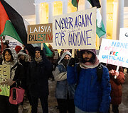 Protestas prie&scaron; nusikaltimus žmoni&scaron;kumui Palestinoje
