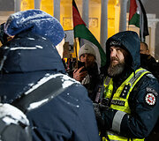 Protestas prie&scaron; nusikaltimus žmoni&scaron;kumui Palestinoje