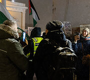 Protestas prie&scaron; nusikaltimus žmoni&scaron;kumui Palestinoje