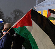 Protestas prie&scaron; nusikaltimus žmoni&scaron;kumui Palestinoje