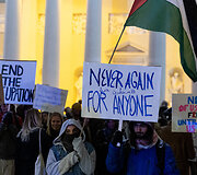 Protestas prie&scaron; nusikaltimus žmoni&scaron;kumui Palestinoje
