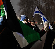 Protestas prie&scaron; nusikaltimus žmoni&scaron;kumui Palestinoje