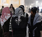 Protestas prie&scaron; nusikaltimus žmoni&scaron;kumui Palestinoje