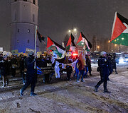 Protestas prie&scaron; nusikaltimus žmoni&scaron;kumui Palestinoje