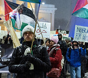 Protestas prie&scaron; nusikaltimus žmoni&scaron;kumui Palestinoje