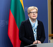 Ingridos &Scaron;imonytės ir Europos Komisijos nario Thierry Bretono spaudos konferencija