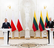 Gitano Nausėdos ir Lenkijos Prezidento Andrzejaus Dudos spaudos konferencija