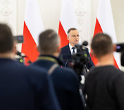 Gitano Nausėdos ir Lenkijos Prezidento Andrzejaus Dudos spaudos konferencija