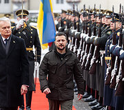 Prezidentūroje įvyko oficiali Ukrainos vadovo Volodymyro Zelenskio pasitikimo ceremonija