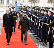Prezidentūroje įvyko oficiali Ukrainos vadovo Volodymyro Zelenskio pasitikimo ceremonija