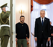 Prezidentūroje įvyko oficiali Ukrainos vadovo Volodymyro Zelenskio pasitikimo ceremonija