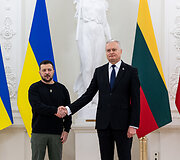 Prezidentūroje įvyko oficiali Ukrainos vadovo Volodymyro Zelenskio pasitikimo ceremonija