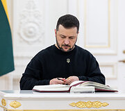 Prezidentūroje įvyko oficiali Ukrainos vadovo Volodymyro Zelenskio pasitikimo ceremonija