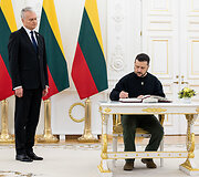 Prezidentūroje įvyko oficiali Ukrainos vadovo Volodymyro Zelenskio pasitikimo ceremonija