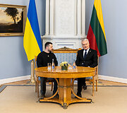 Prezidentūroje įvyko oficiali Ukrainos vadovo Volodymyro Zelenskio pasitikimo ceremonija