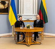 Prezidentūroje įvyko oficiali Ukrainos vadovo Volodymyro Zelenskio pasitikimo ceremonija