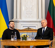 Prezidentūroje įvyko oficiali Ukrainos vadovo Volodymyro Zelenskio pasitikimo ceremonija