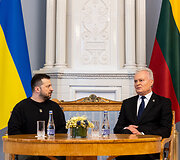 Prezidentūroje įvyko oficiali Ukrainos vadovo Volodymyro Zelenskio pasitikimo ceremonija