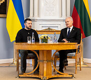 Prezidentūroje įvyko oficiali Ukrainos vadovo Volodymyro Zelenskio pasitikimo ceremonija