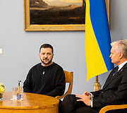 Prezidentūroje įvyko oficiali Ukrainos vadovo Volodymyro Zelenskio pasitikimo ceremonija