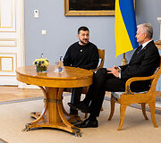 Prezidentūroje įvyko oficiali Ukrainos vadovo Volodymyro Zelenskio pasitikimo ceremonija