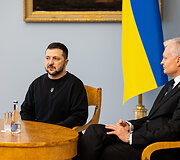 Prezidentūroje įvyko oficiali Ukrainos vadovo Volodymyro Zelenskio pasitikimo ceremonija