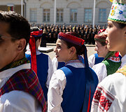 Dainų &scaron;ventės vėliavos pakėlimo ceremonija