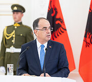Gitano Nausėdos ir Albanijos Prezidento Bajram Begaj spaudos konferencija
