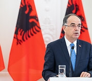 Gitano Nausėdos ir Albanijos Prezidento Bajram Begaj spaudos konferencija