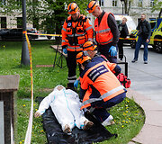 Sostinės centre prie Vyriausybės vyko planuotos institucijų pratybos