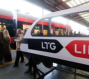 Pirmojo &bdquo;Stadler&ldquo; traukinio kelionės renginys