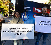 Nacionalinis susivienijimas dėl elektros kainų, elektros rinkos liberalizavimo at&scaron;aukimo surengė protesto akciją 