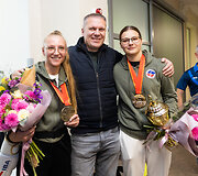 Vilniaus oro uoste pasitiktos  Europos bokso čempionato prizininkės: Gabrielė Stonkutė ir Ana Starovoitova