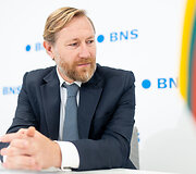 Olgos Karač ir jos advokato Ryčio Satkausko spaudos konferencija