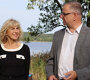 Zarasų rajono savivaldybės merė Nijolė Guobienė ir Auk&scaron;tutinės Dauguvos savivaldybės vicemeras Jānis Proms