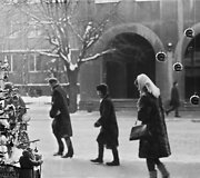 Naujametinė eglutė knygyne Lenino (dabar Gedimino) prospekte, 1964. Nuotrauka i&scaron; A.Kunčiaus albumo &bdquo;Fotografuota Vilniuje 1960-1970 metais&ldquo;