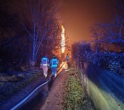 Krokuvoje į dangų &scaron;ovė 20 metrų ugnies stulpas