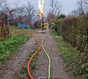 Krokuvoje į dangų &scaron;ovė 20 metrų ugnies stulpas