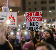 Ketvirtadienio protestas &bdquo;&Scaron;alin rankas nuo laisvo žodžio!&ldquo;