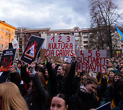 Protestas ,,&Scaron;alin rankas nuo laisvo žodžio&ldquo;
