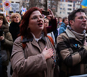 Protestas ,,&Scaron;alin rankas nuo laisvo žodžio&ldquo;