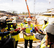 Spaudos konferencija dėl Nacionalinio stadiono statybų