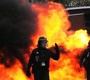 Policininkai prie užtvaros