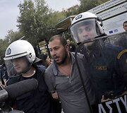 Protestas prie Akropolio Atėnuose