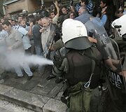 Protestas prie Akropolio Atėnuose