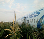 Rusijos oro bendrovės &bdquo;Uralskie avialinii&ldquo; laineris &bdquo;Airbus А-321&ldquo; be važiuoklės sėkmingai nusileido kukurūzų lauke.