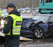 Avarija Drujos ir Rasų gatvių sankryžoje Vilniuje