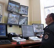 Policininkas stebi Druskininkų gatves