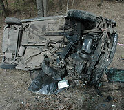 Apvirtęs automobilis