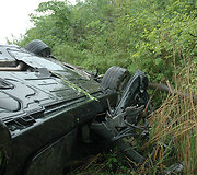 Apvirtęs automobilis